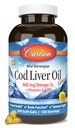Carlson - Cod Liver Oil, 460 mg Omega-3s + A & D3-vitamiinit, Wild-Caught Norwegian Arctic Cod-Liver Oil, kestävästi lähdetty Nordic Fish Oil kapselit, sitruuna, 300 Softgels