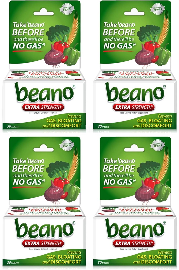 Beano Ultra 800, Gas Prevention and Digestive Enzyme Supplement, 30 CT, 4 pakkaus