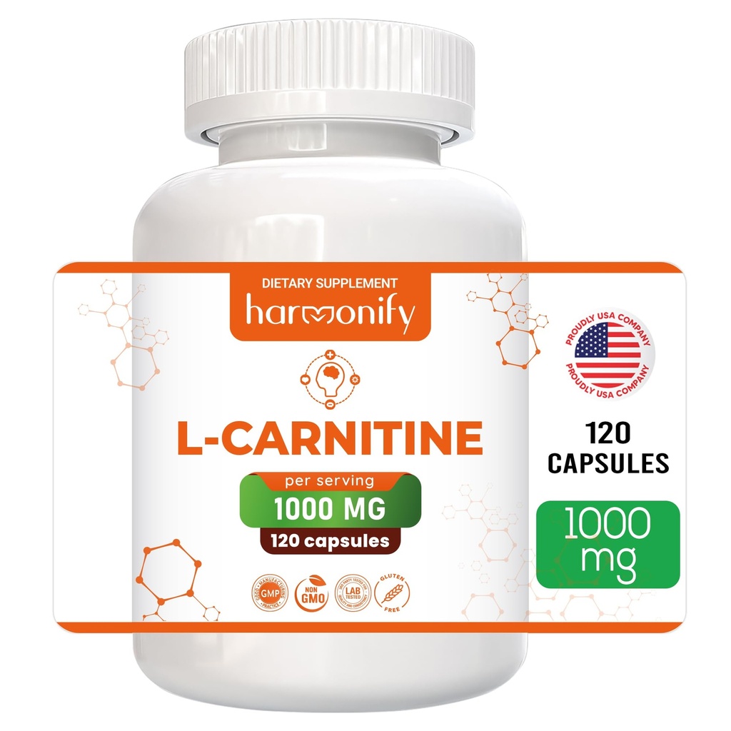 L Carnitine Supplement 1000 mg per tarjoilu, 120 kasviskapselia & puhdas muoto, 60 tarjoilua
