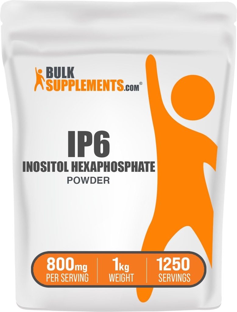 BulkSupplements.com IP6 Powder - Inositol Hexaphosphate, IP6 Supplement - Inositol Supplement för Immune Support, Gluten Free, 800mg per portion, 1kg (2,2 lbs) (Pack av 1)