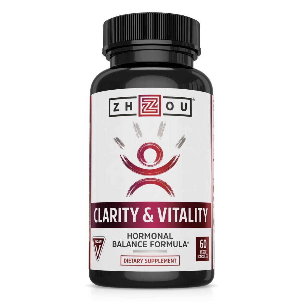 ZHOU Clarity and Vitality (Aiemmin DHEA) 50 mg, Hormonal Balance Formula for Women & Men, Terve ikääntyminen, ei-GMO, Vegan, Gluteeniton, 60 kapselia