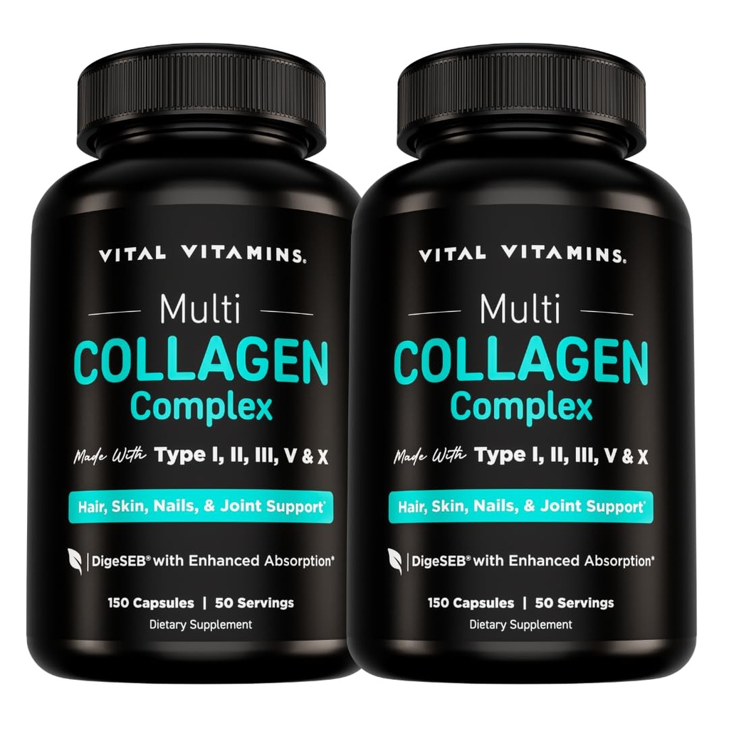 Vitamiinit Multi Collagen pillereitä naisille ja miehille (2-pakkaus) - Hydrolysoidut kollageeni Peptidit - tyyppi I, II, III, V, X - Grass Fed, ei-GMO