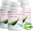AloeCure Daily Probiootit 10 miljardia PMY: digestiivinen tuki 8 kannat, 6 Prebiootit & Entsyymit - Ruoansulatuslisä bromeliini naisten ja miesten - Gut tuki, digestiivinen helpotus, 30 Caps x 3btls