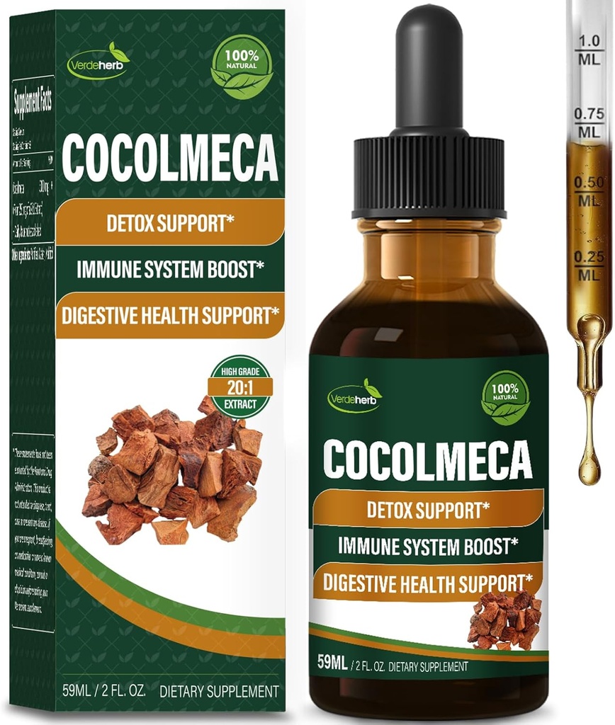 Cocolmeca Bark Liquid Drops, Nature Herbal Extract Supplement för Body Detox Cleanse Support, Immune System Boost & Digestive Health. Gotas de Cocolmeca 2oz