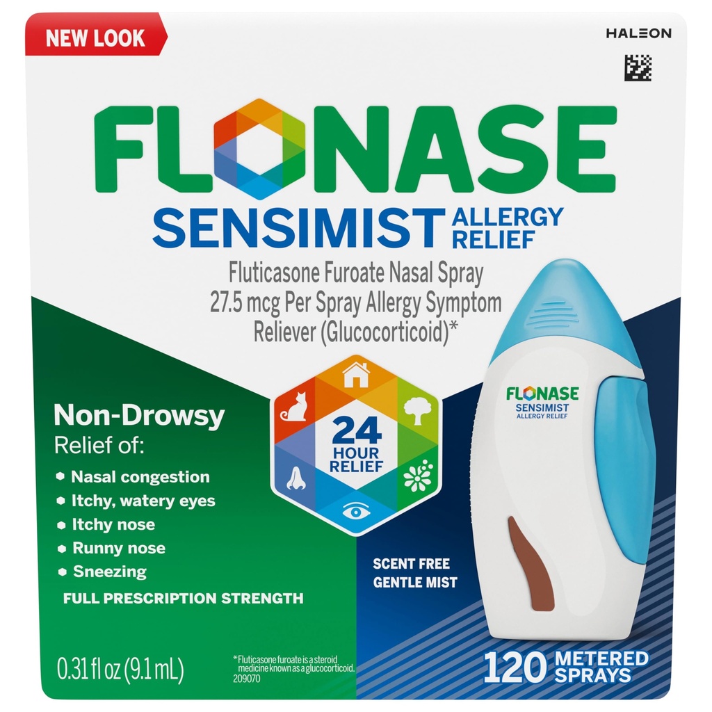 Flonase Sensimist Allergia Relief Nansal Spray non-Drowsy, 24 tunnin Multi-Symptom Allergy Relief . 120 Spray