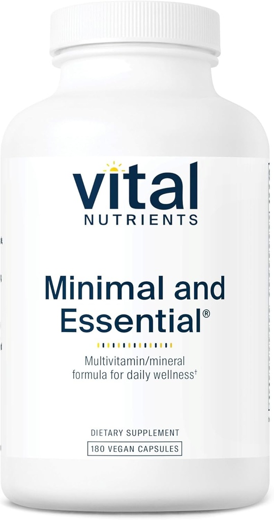 Vital Nutrients Minimal and Essential Multivitamin | Vegetarian One per dag Multi Vitamin, Mineral & Antioxidant Supplement* | Järnfri | Gluten, Dairy, Soy Free | Icke-GMO | 180 kapslar