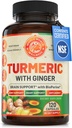 Organisk gurkmeja Curcumin med Ginger & Black Pepper, 2 månaders leverans. Stöder hjärthälsa, hjärnhälsa och gemensam hälsa. Max Absorption gurkmeja tillskott. NSF Certified, tillverkad i USA. 120 kapslar.