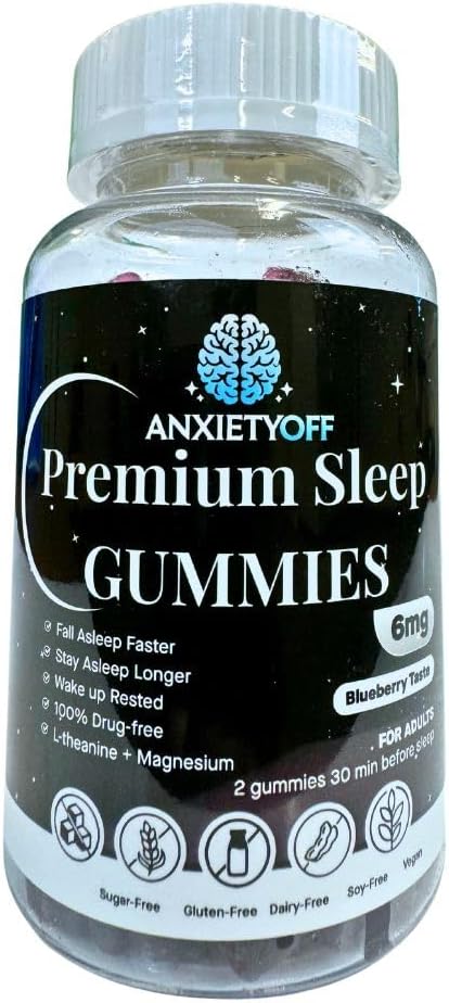AhdistuneisuusOff Premium unigummies, mustikka maku, vegaaninen, sokeriton, 60 Gummy