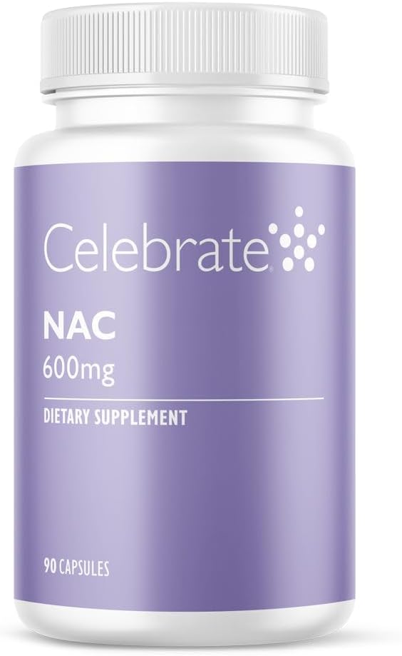 Celebrate Vitamins NAC (N-Acetyl Cysteine) Supplement, 600 mg per kapsel, Gluten Free, Non-GMO, 90 kapslar