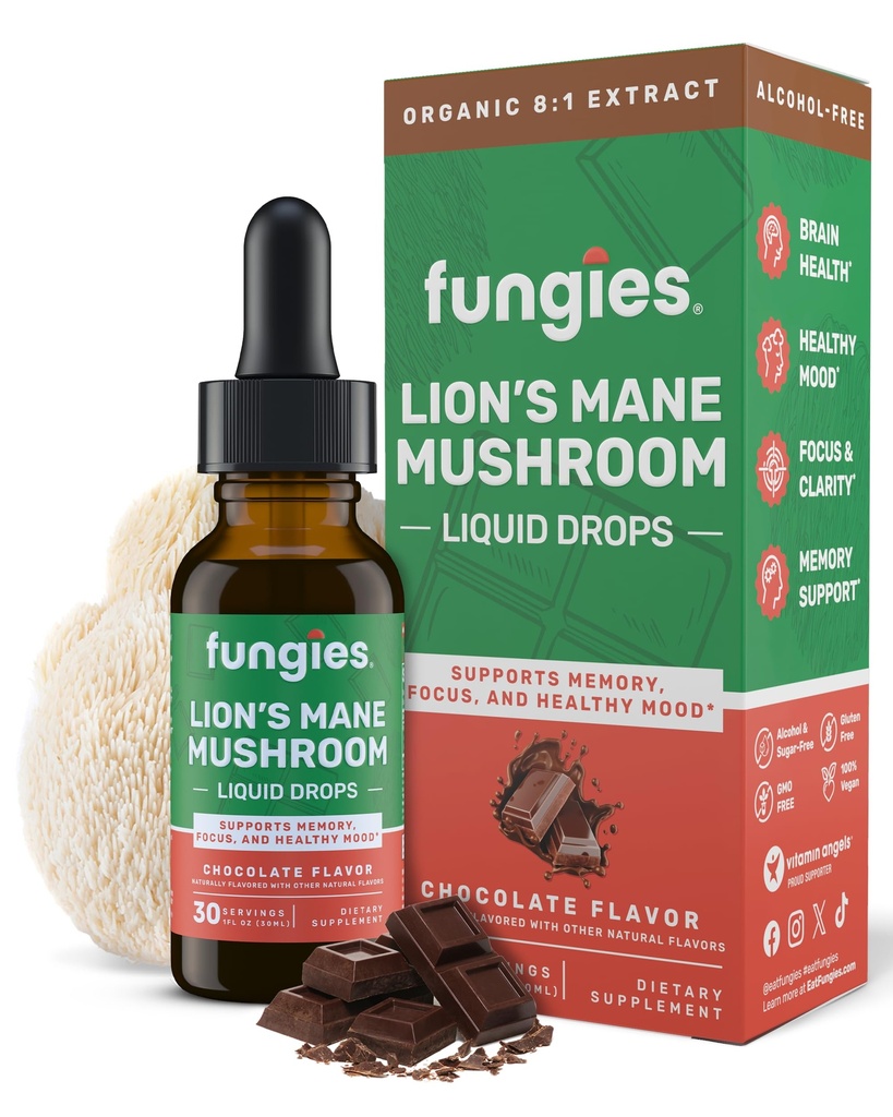 Sienet leijonan Mane Sienen nestemäisiä tihkuroita, suklaata - Tincture Lions Mane Extract tukee aivojen Fog, Focus, Muisti & Terve mieliala - Sieni Complex täydentää aikuisille - 30 tarjoilut