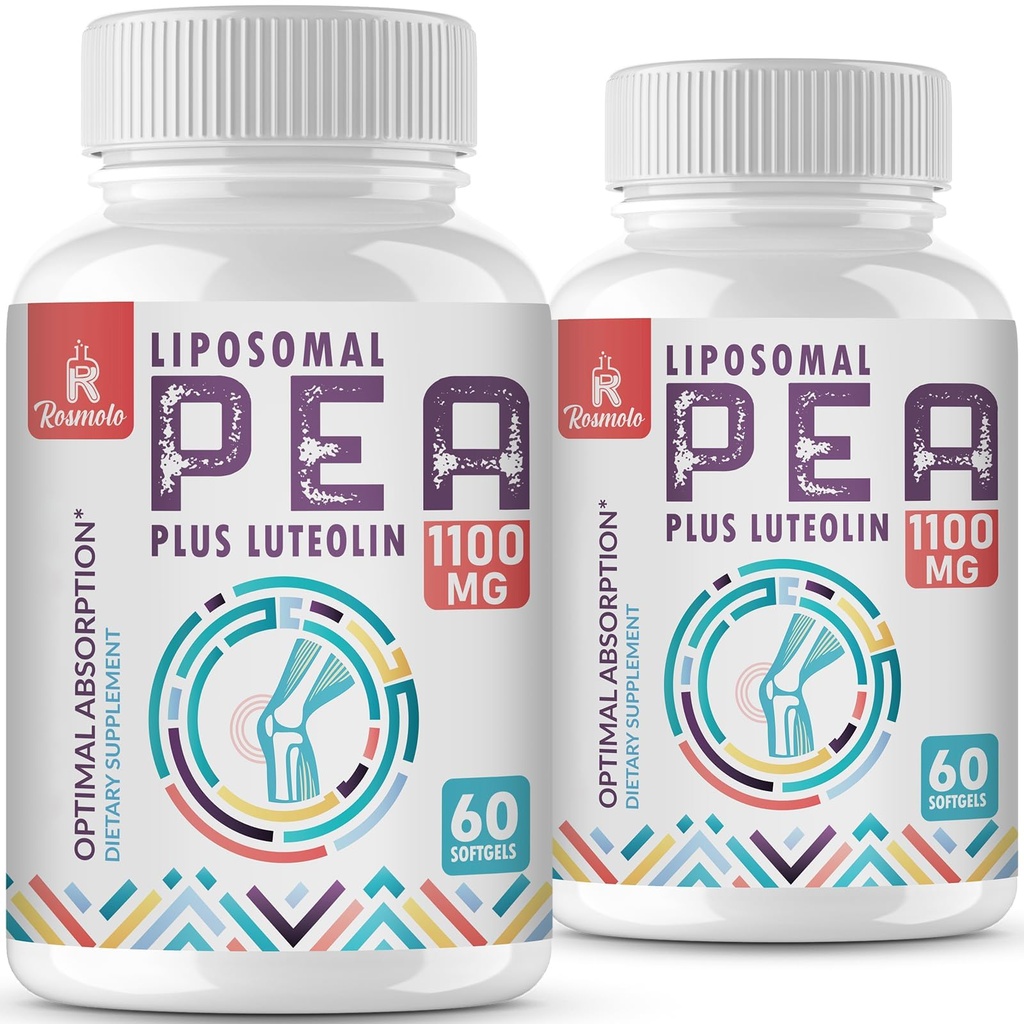 Liposomal Palmitoyletanolamid 1000 mg + Luteolin 100 mg, Micronized Pea 99% Högre renad - Förbättrad absorption och biotillgänglighet, 120 Softgels