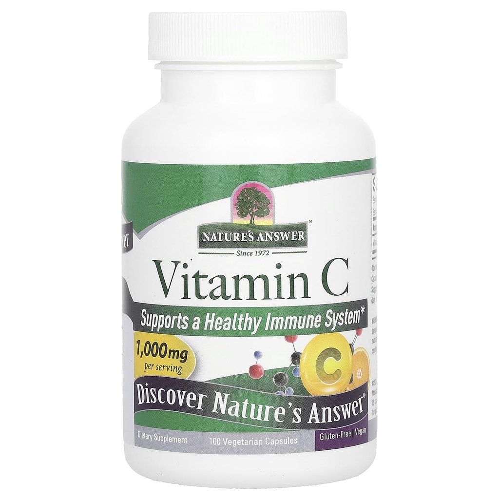 Naturens svar C-kapslar - Vegan Dietary Supplement - Soy Free, Gluten Free - Perfekt för hälsosam immunstöd - 1000 mg (100 kapslar)