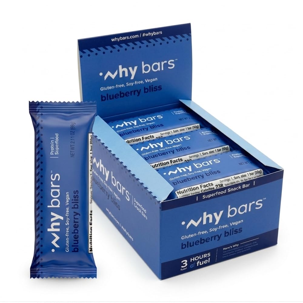 Miksi Bars, Protein Bars, Mustikka Bliss, 2.04 Ounce Bars (Pack of 12 Protein Bars) - Protein Bar Superfood, Gluteeniton, Ei GMO, Organic, Vegaani, Yksinkertainen Ainesosat
