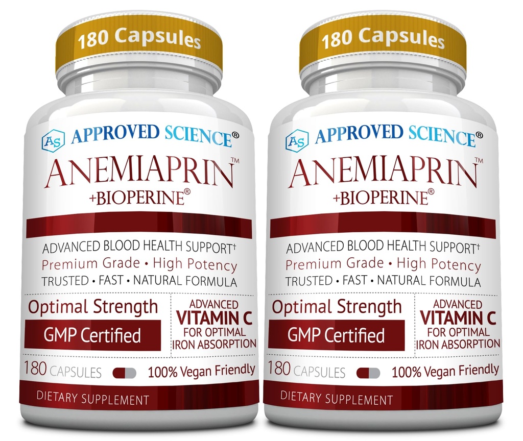 Hyväksytty Tiede Anemiaprin - Absorbable Iron, C-vitamiini - Hellävarainen vatsa - 380 kapselia - 6 kuukauden tarjonta - ei-GMO, Vegan
