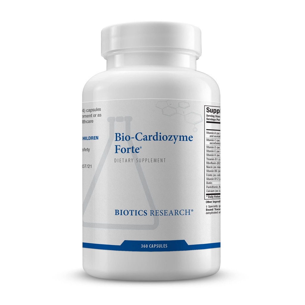 Biotics Research Bio Cardiozyme Forte Terve sydän Multivitamiini, Broad Spectrum Formulation Suunniteltu tukemaan Kardiovaskulaarisia terveyttä ja toimintaa, Tehokas antioksidantti Tuki 360 kapselia