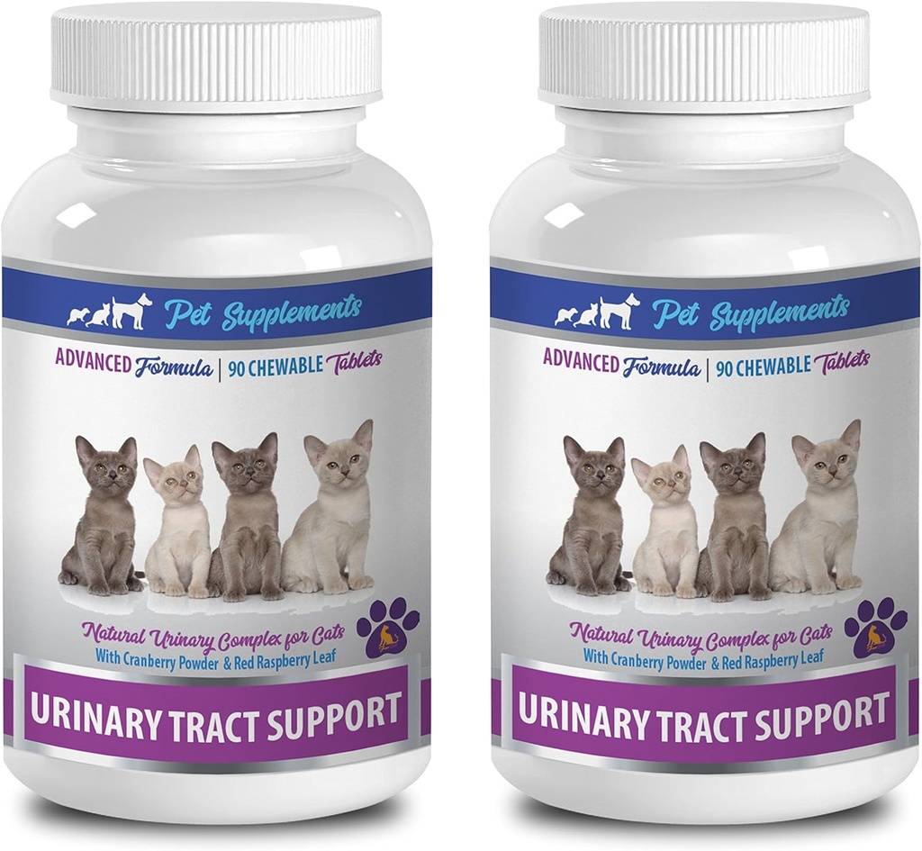Urinära Tract Supplements for Cats - Urinary Tract Support - för katter - Natural Formel - CHEWABLE - katt Marshmallows - 2 flaska (180 Chews)