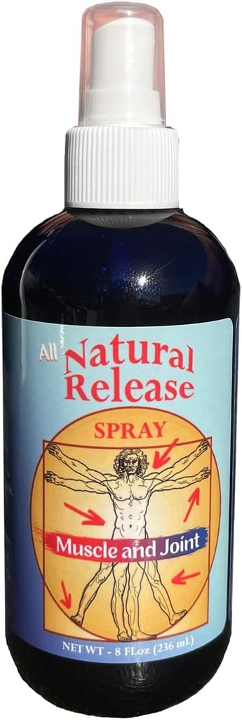 Natural Release Muscle & Joint Spray for Humans - for Sure Back/Knees/HIPS, Night Cramps, Aches, Strains, Discomfort - Fast Acting, Menthol Free (8 oz)