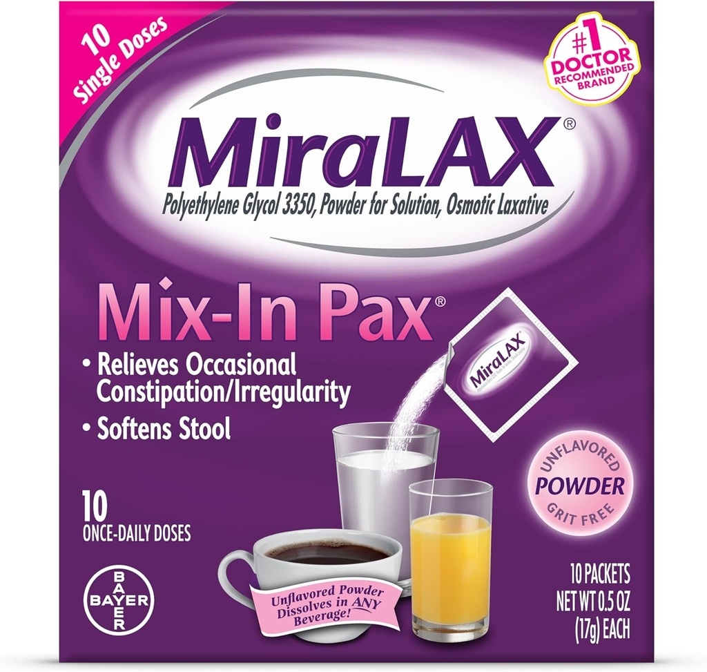 MiraLAX Laksatiivijauhepakkaukset 10,0 ee (määrä 5)