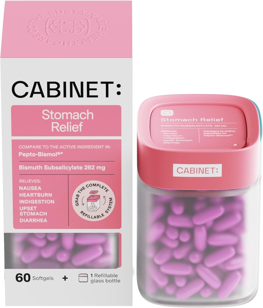 Stomach Relief Bismuth Subsalicylate 262mg, 60 greve | Anti-Diarrheal Relief för upprörd mage och matsmältning (Starter Kit)