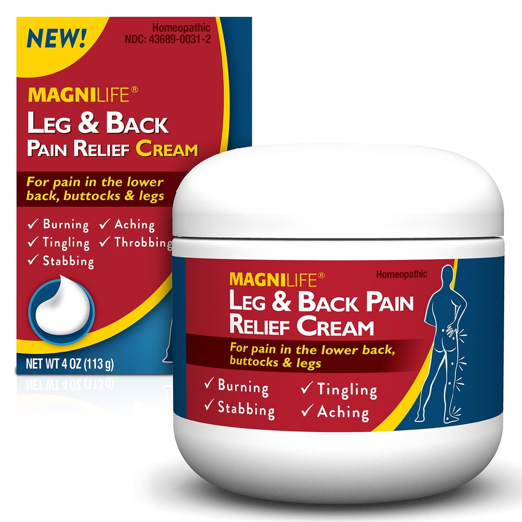 MagniLife Leg & Back Pain Relief Cream, Fast-Acting Pain Relief, Naturligt lugn Burning, Tingling och Stabbing Smärta med Aloe och Calendula - 4oz