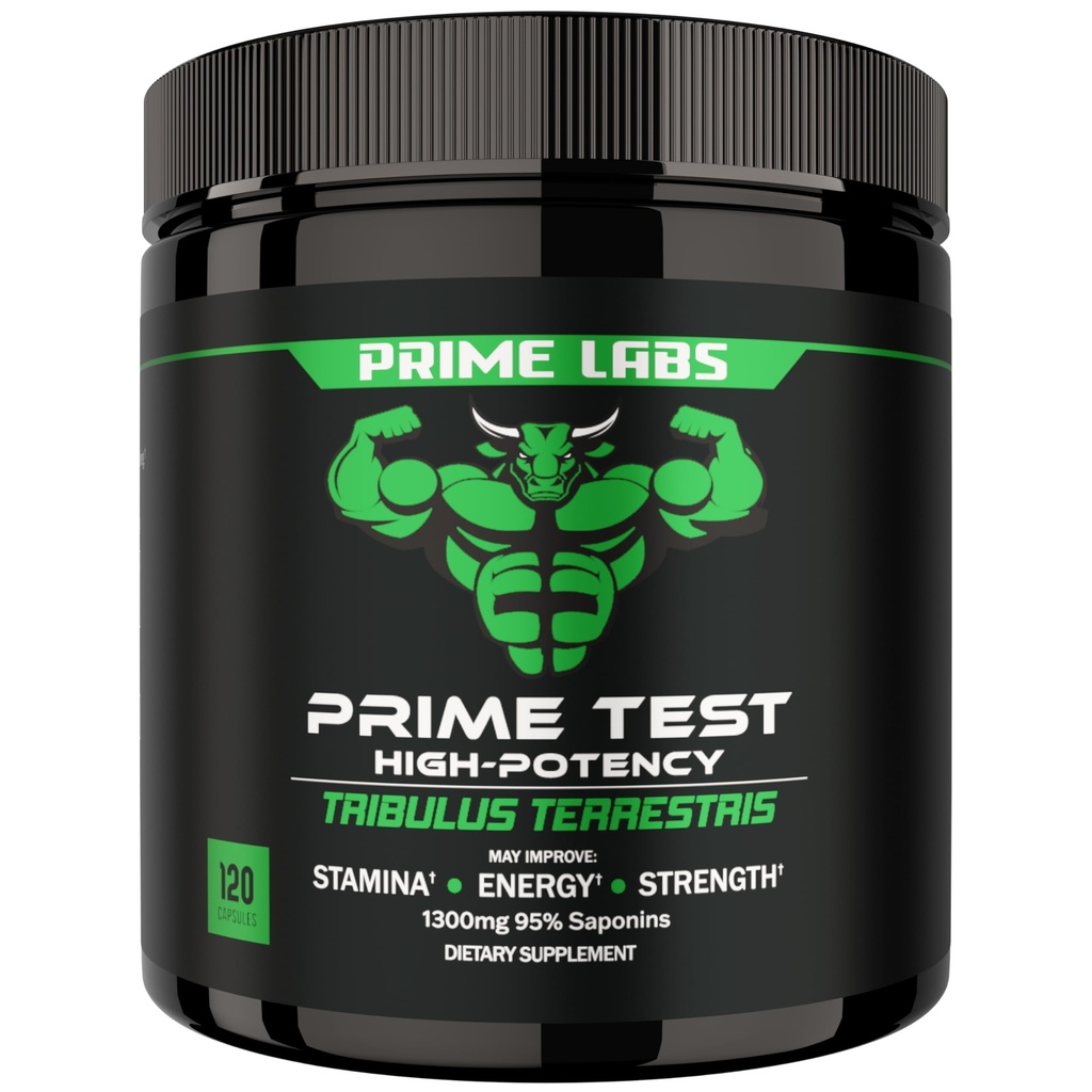 Prime Labs Tribulus Terrestris för Män 1300mg - Förbättrad med 95% Saponiner - Energi, Vitalitet, Styrka - 120 greve