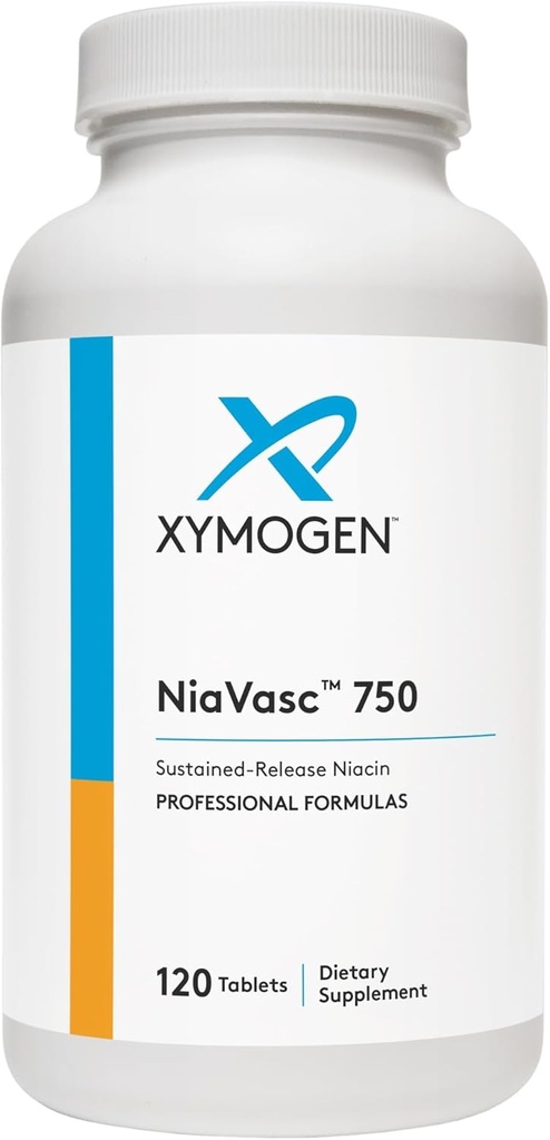 XYMOGEN NiaVasc 750 - Pitkäkestoinen release Niacin for a Lesser Flushing Effect - Tukee ylläpitoa terveiden veren rasvat (120 Aika-vapauta tabletit)
