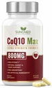CoQ10 Kraftfullt antioxidanttillskott - Extra stark formel 800mg, 60 kapslar, 1-månaders leverans med Coenzyme Q10 Vitaminer och tillägg