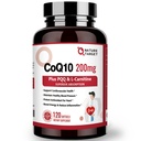 NATure TARGET CoQ10-200mg with PQQ L-karnitiini & Omega-3s, High Absorptio Coenzyme-Q10 with BioPerine, Tukee sydän- ja immuunijärjestelmää, Cellular-Energy-Production, 120 Servings