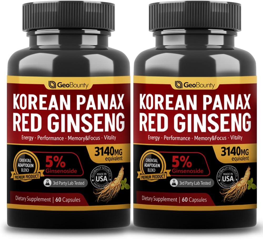 Koreanska röda Panax Ginseng Capsule 2 Pack, Panax Ginseng Supplements, 2 Value Pack 3140mg (Ginsenoside 5%)