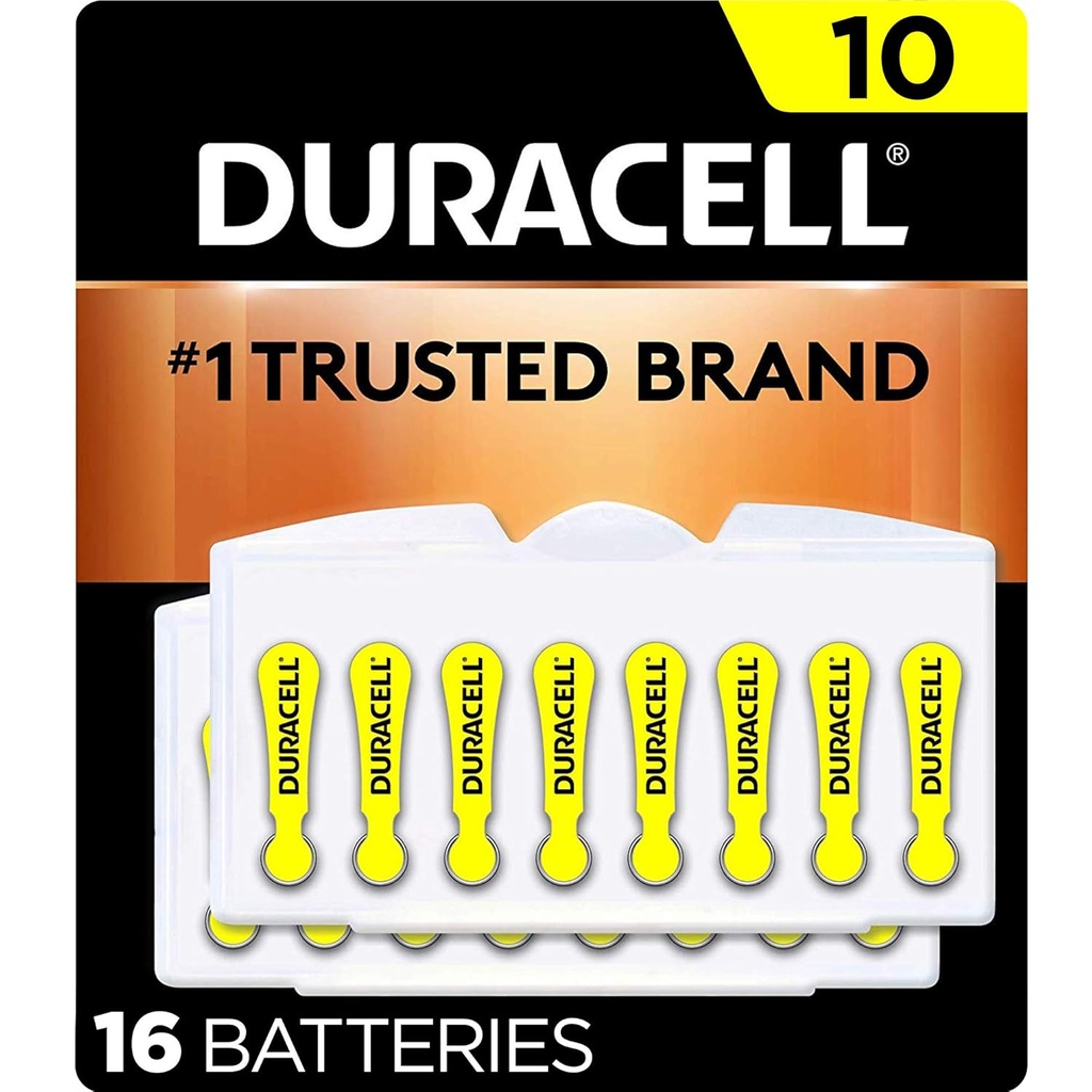 Duracell kuulolaite Paristot Keltainen Koko 10, 16 Count Pack, 10A koko kuulolaite akku pitkä-viimeinen teho, Erittäin pitkä EasyTab Asenna kuulolaite