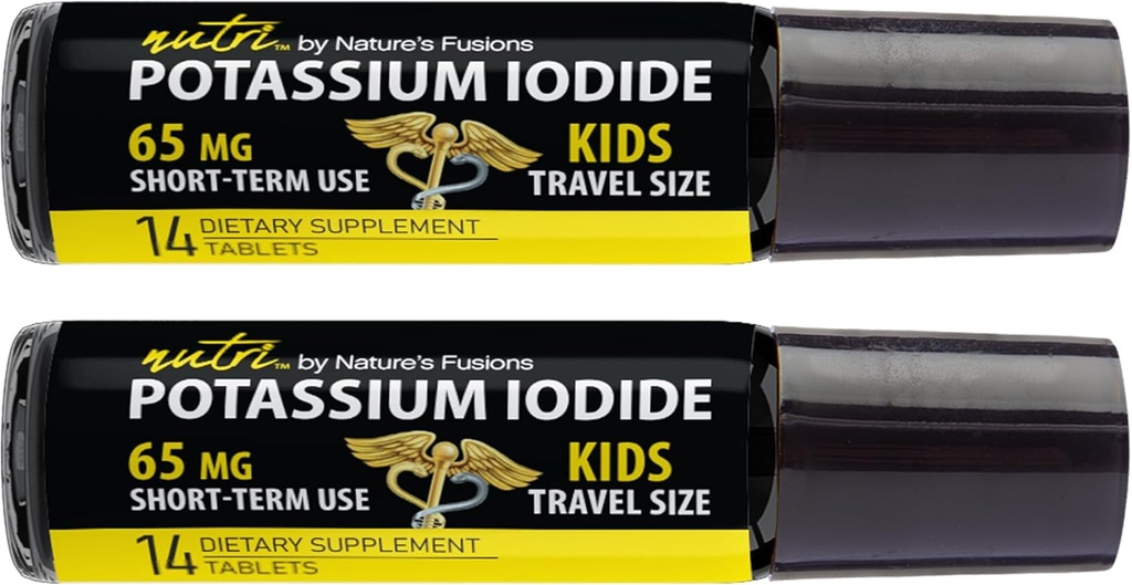 (2 pakkaus) Nutri Kalium Iodide Tabletit 65 mg - Lapset Matkakoot 14 tablettia Kalium Iodide Pillerit - Kalium jodi Tabletit 65 mg - YODO Naciente Ki Pillerit (28 tablettia)