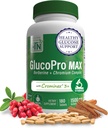 Health Thru Nutrition GlucoPro Max - med 1 500mg Berberine, Chrominex + Chromium och 1000mg Cinnamon | Vegan, Non-GMO, Gluten Free | Pack på 180