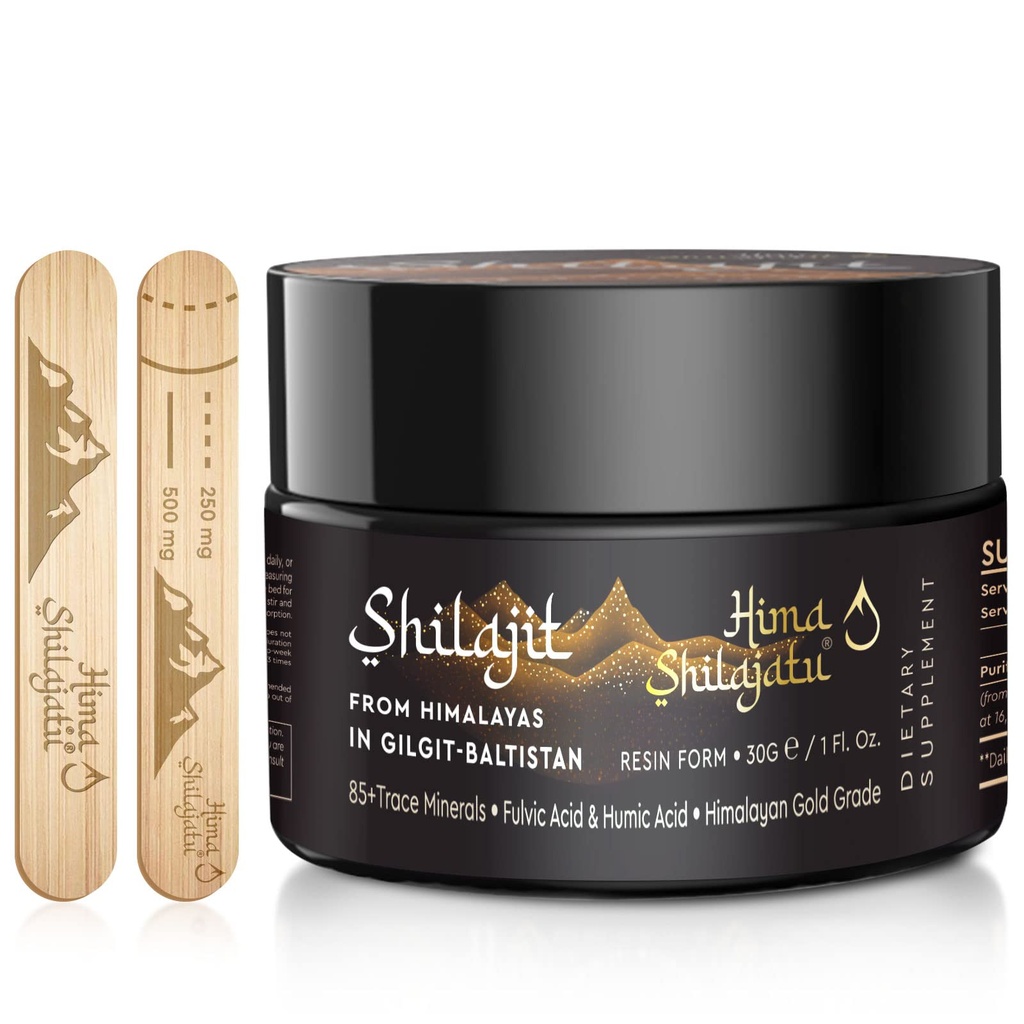 Shilajit Purest Himalayan Organic Shilajit Resin - Gold Grade 100% Puhtaus Shilajit Fulvic Acid & 85+ Trace Minerals Complex for Energy & Immuno Support, 30 gramman (2 kuukauden tarjonta)