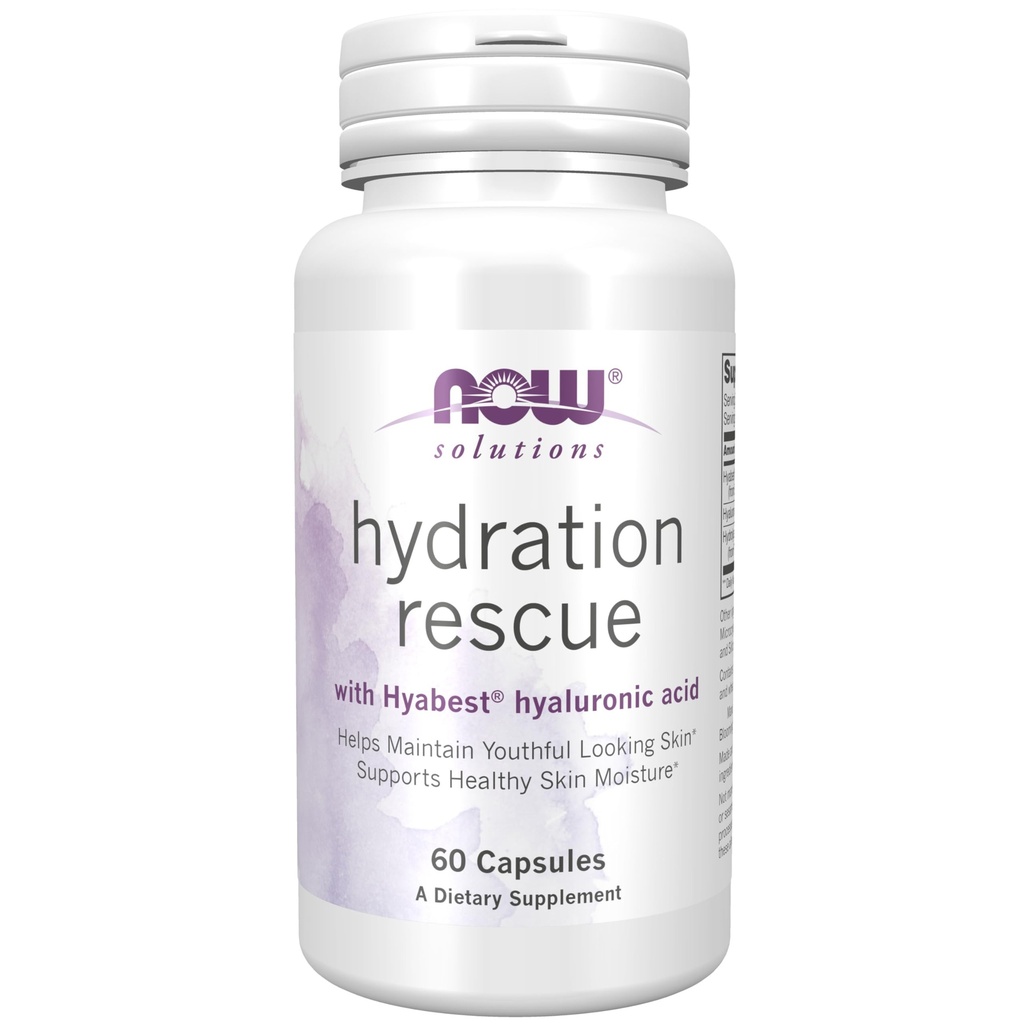 Now Foods Solutions, Hydraation Rescue Hyabest® hyaluronihapon avulla, auttaa säilyttämään nuorekkaan ihon*, tukee terveen ihon kosteutta*, 60 Veg-kapselia