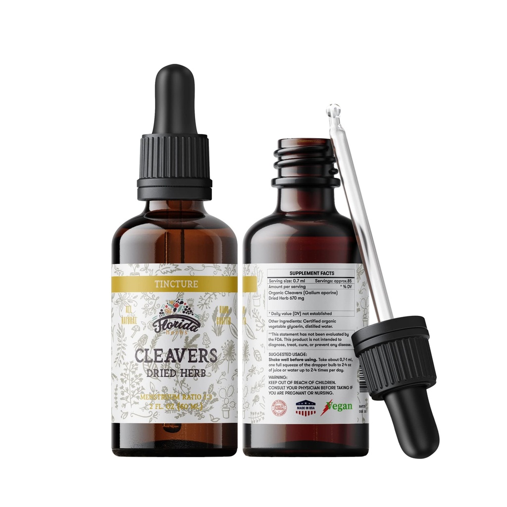Cleavers Tincture, Organic Cleavers Extract, Cleavers Drops (Galium apariini) Kuivattu yrtti