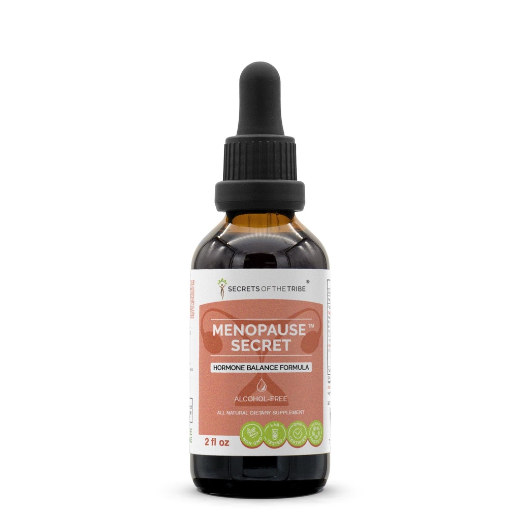 Vaihdevuodet Salainen alkoholiton, Glycerite Black Cohosh, Vitex, Red Clover, Maca, Dong Quai, St. John's Wort. Tincture, yrttiuute Hormonitasapaino Formula 2 OZ