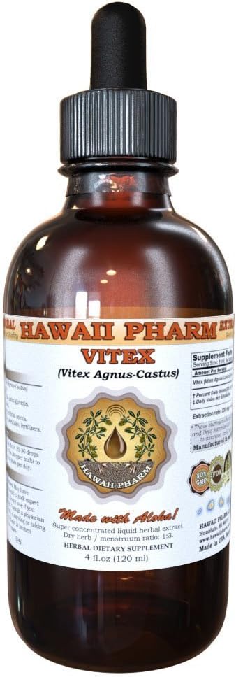 Vitex Liquid Extract, Organic Vitex (Vitex Agnus-Castus) Tincture, Herbal Supplement, Havaiji Pharm, Valmistettu Yhdysvalloissa, 2 fl.oz