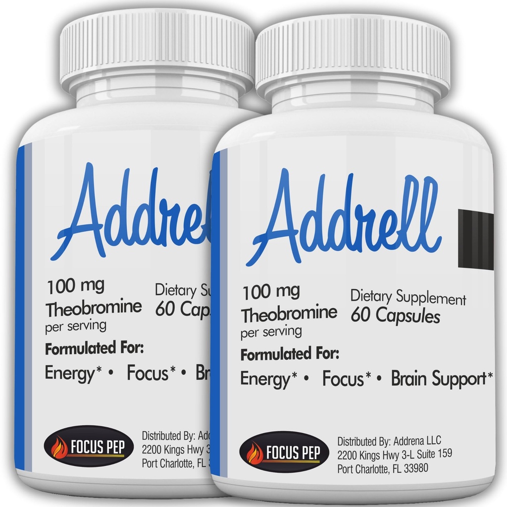 Addrell 2 Pack Energy Stimulant pillereitä- Study Supplement Vaihtoehtoinen pilleri, Natural Nootropic lisäravinteet & Cognitive Enhancer Varaosa Kohonnut mielen selkeys- 120 kapselia