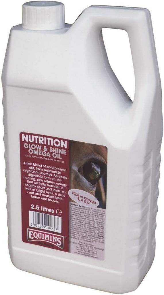 Glöd och Shine Omega Oil, Equimins, Horse Nutrition och Supplements, 2.5L