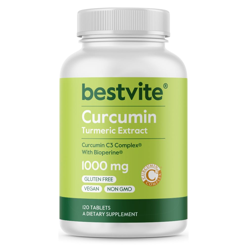 Curcumin 1000 mg (turmeerinen)(120 tablettia) Valmistettu Curcumin C3 Complex & Bioperine - Standardoitu 95% Curcuminoidit - Vegan