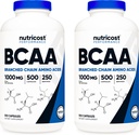 Nutricost BCAA 1000mg, 500 kapslar (250 Serv), 2:1:1 Branched Chain Amino syror (500mg L-Leucine, 250mg L-Isoleucin och L-Valine) (2 flaskor)