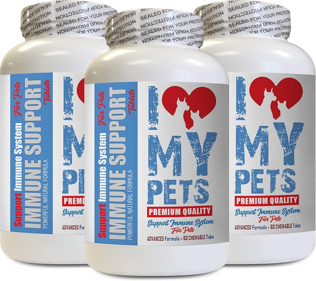 I LOVE MY PETS LLC Vanhempi kissa Lisäravinteet - PET Immuuni Tuki - Koirat ja kissat - Booster - Terve - kissa Turmeric - 180 Hoidot (3 pullot)