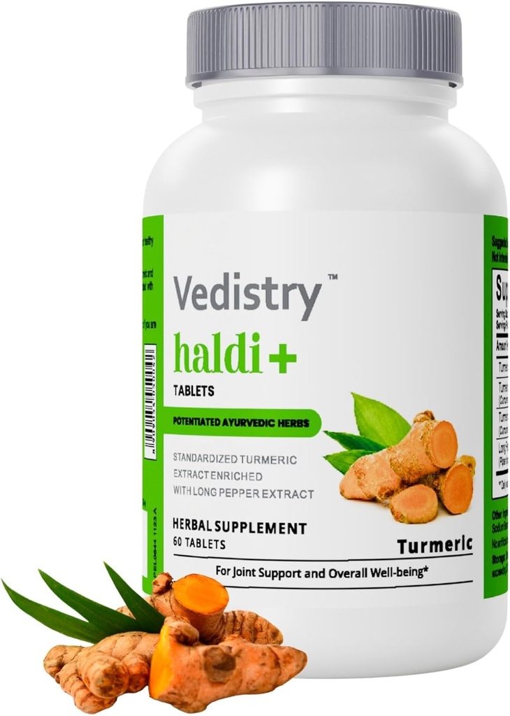 Haldi+ 850 mg kurkumatabletti, jossa 95% Curcumin & Long Pepper ...