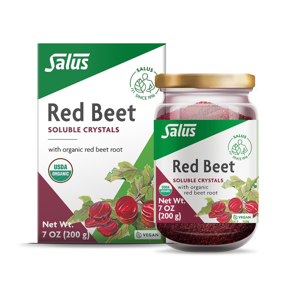 Salus Red Beet Crystals - Organic Nutritional Beet Root Powder Mix - Superfood Powder Supplement med vitamin C, Folate, Magnesium & Potassium - 7 oz