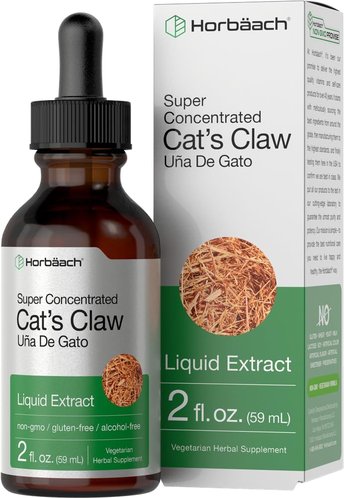 Horbäach Cats Claw Herb Extract Tincture 2 Fl Oz ... Alkoholiton kasvissyöjä, ei-GMO, gluteeniton neste