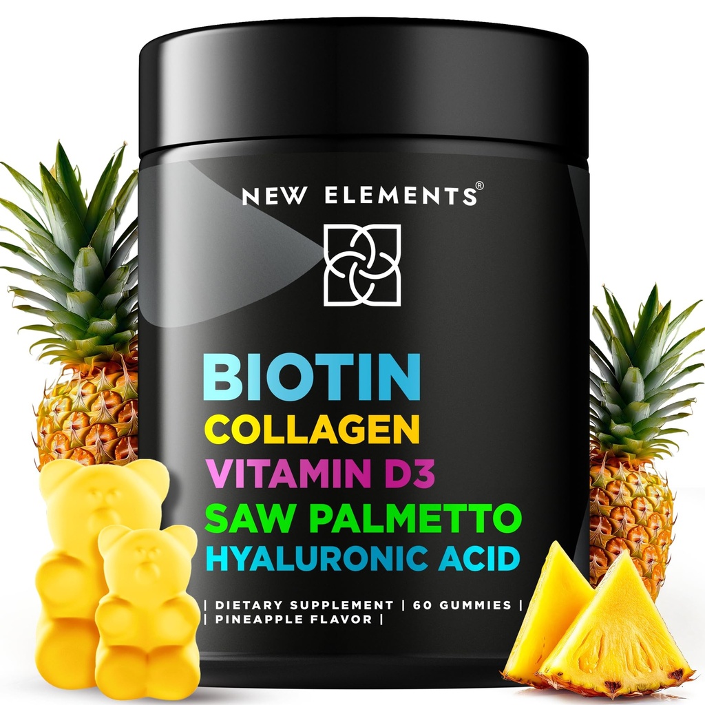 Biotin Gummies Collagen D3-vitamiini Saw Palmetto & Hyaluronic Acid hiukset iho ja kynnet, hiusten kasvua täydentää miesten ja naisten ... ....