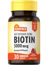 Sundance Fast Dissolve Biotin 5000mcg | 30 tabletter | Essential B-Vitamin | Natural Berry Flavor | Vegetarisk, icke-GMO och Glutenfri Supplement