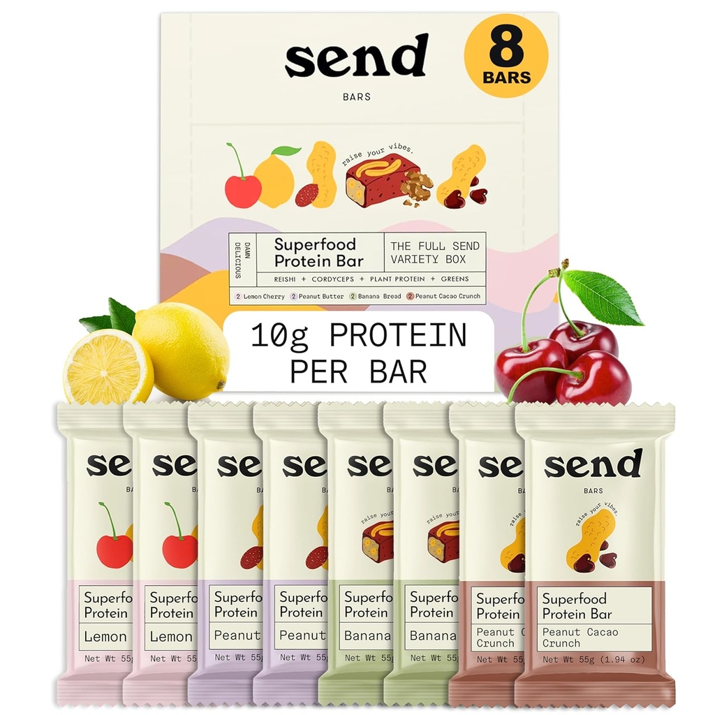 Lähetä baareja Kasviperäisiä Terveellisiä proteiinipatukoita, joissa on vihreitä (Variety Pack, 8 Bars) ...
