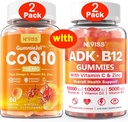 NEVISS 2Pack CoQ10-250mg Täytetyt Gummies + 2Pack-vitamiini ADK kanssa B12 Gummies