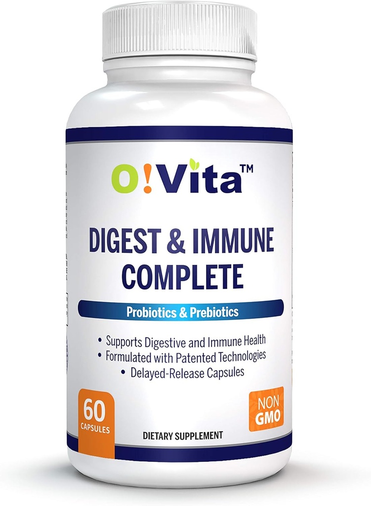 Digest & Immuno Complete Probiootit & Prebiootit naisille & miehille, tukee ruoansulatusta ja suoliston terveyttä, tukee ravintoaineiden absorptiota ja immuuniterveyttä (60 non-GMO-kapselit)